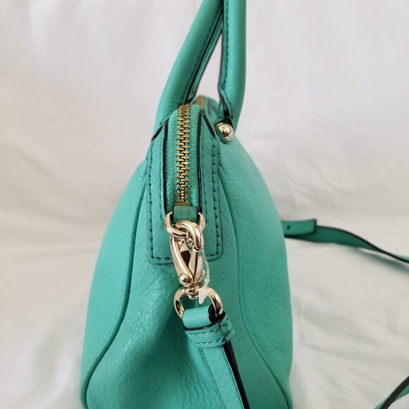 Kate Spade Soft Pebbled Leather Green Satchel Purse Charles Street - Picture 6 of 8